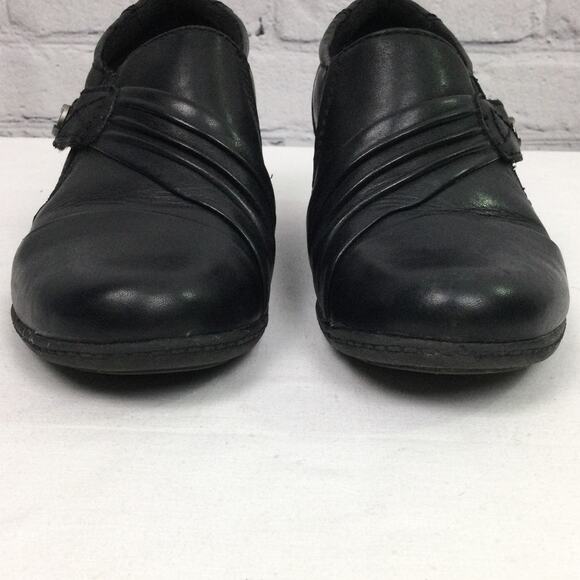 Earth Origins Madison Round Toe Chunky Heel Black Leather Slip On Women's Size 7 - Picture 4 of 13